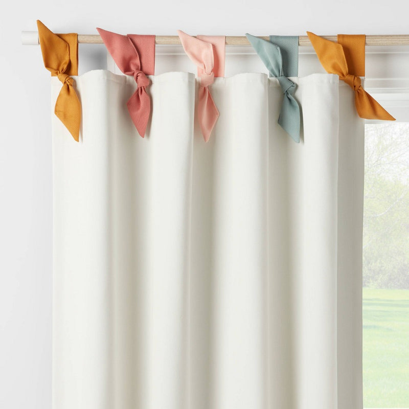 95" Blackout Tie Top Embellished Kids' Panel White with Ties - Pillowfort