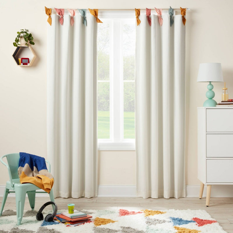 95" Blackout Tie Top Embellished Kids' Panel White with Ties - Pillowfort