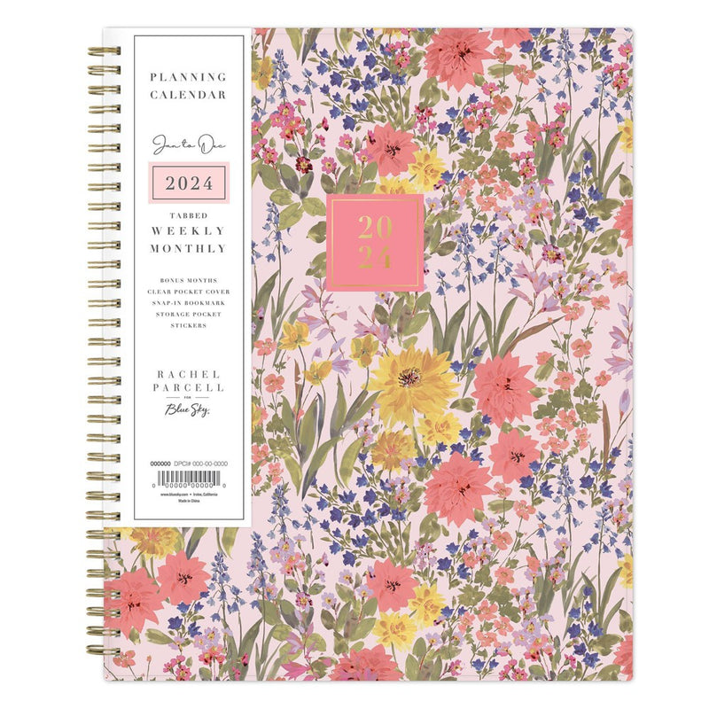 Rachel Parcell 2024 Planner 8.5"x11" Weekly/Monthly Wirebound Emily Pink
