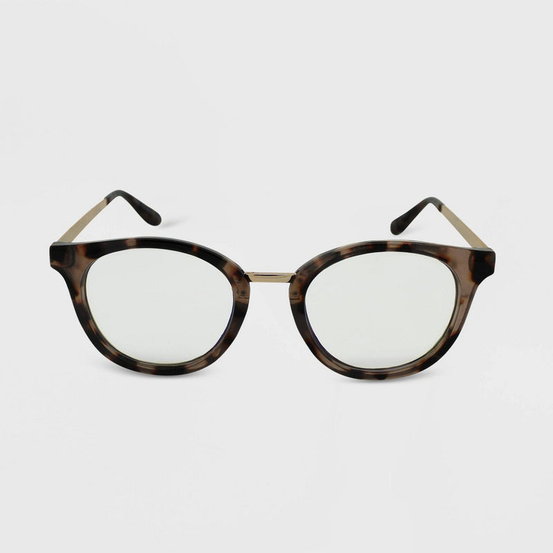 Women's Round Tortoise Print Blue Light Filtering Glasses - Wild Fable Brown