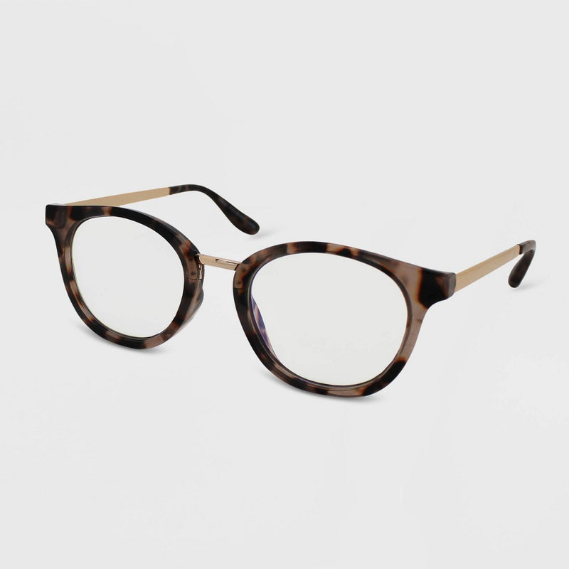 Women's Round Tortoise Print Blue Light Filtering Glasses - Wild Fable Brown