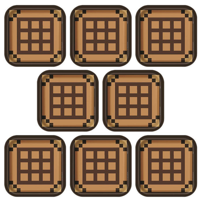 Minecraft 9" 8ct Dinner Paper Plates Brown/Black