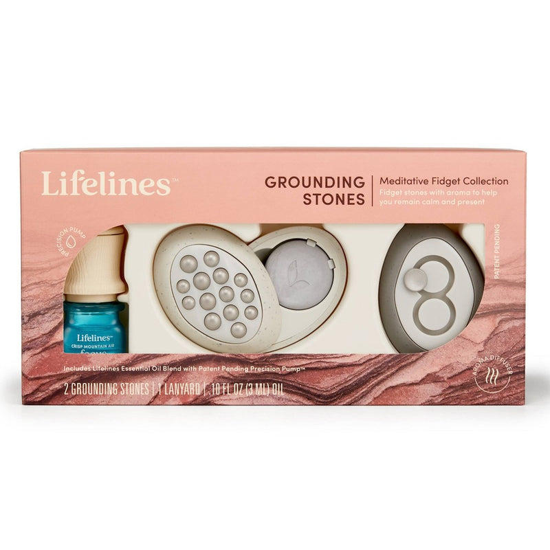 2pk Grounding Stones - Meditative Fidget Collection plus Essential Oil Blend - Lifelines