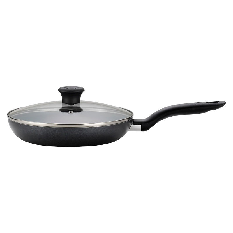 T-fal 10" Frying Pan with Lid, Simply Cook Nonstick Cookware Black