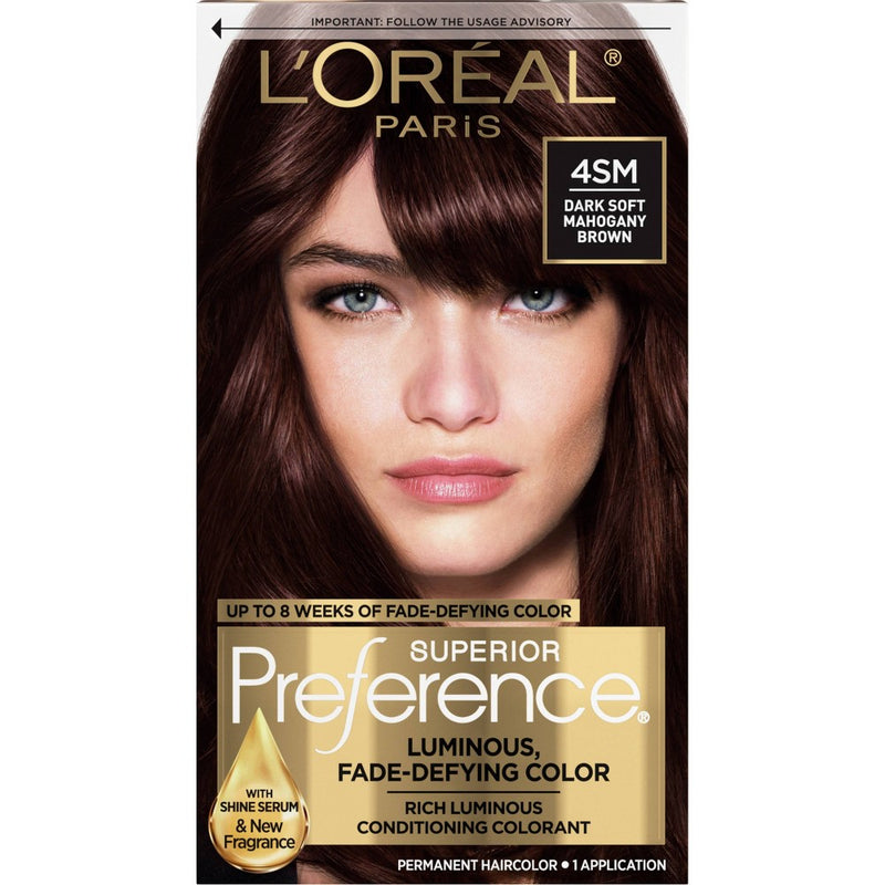 L'Oreal Paris Superior Preference Fade-Defying Color + Shine System - 6.5 fl oz - 4SM Dark Soft Mahogany Brown - 1 Kit