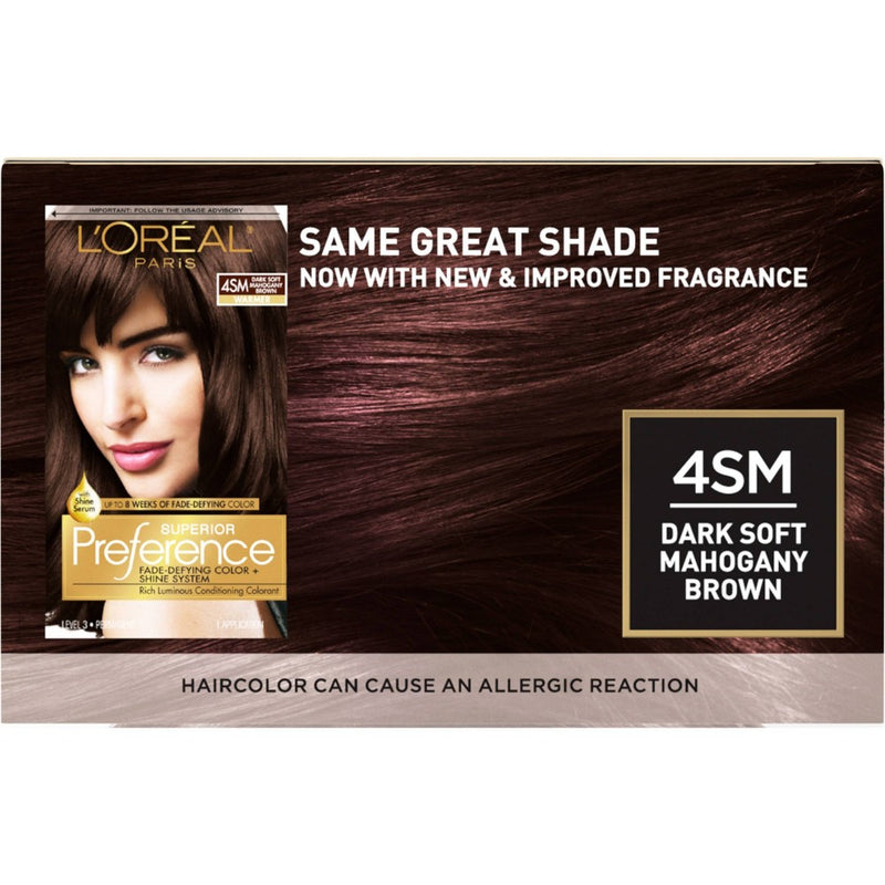 L'Oreal Paris Superior Preference Fade-Defying Color + Shine System - 6.5 fl oz - 4SM Dark Soft Mahogany Brown - 1 Kit