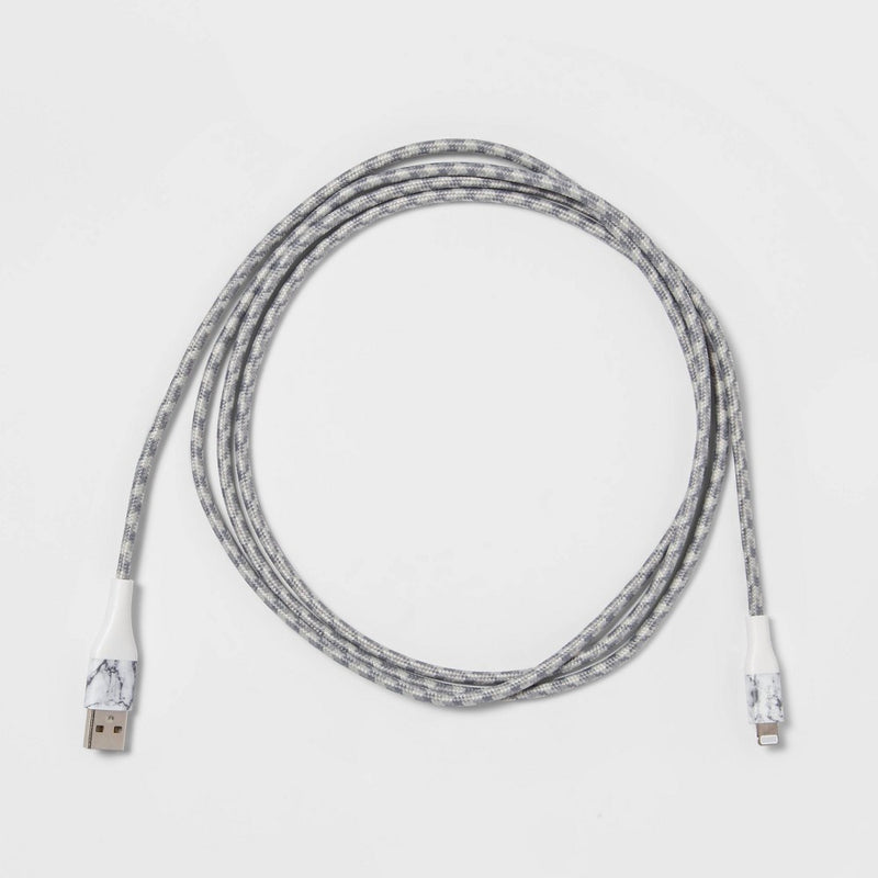 6' Lightning to USB-A Braided Cable - heyday Marble/White