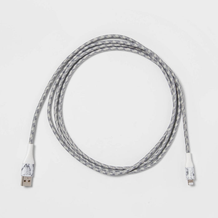 6' Lightning to USB-A Braided Cable - heyday Marble/White