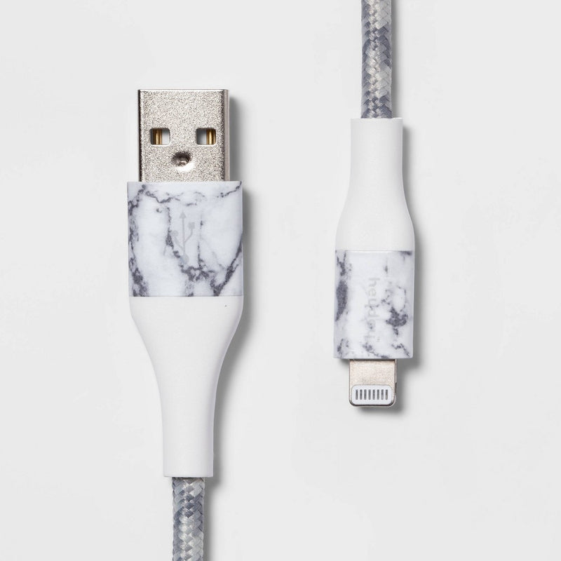 6' Lightning to USB-A Braided Cable - heyday Marble/White