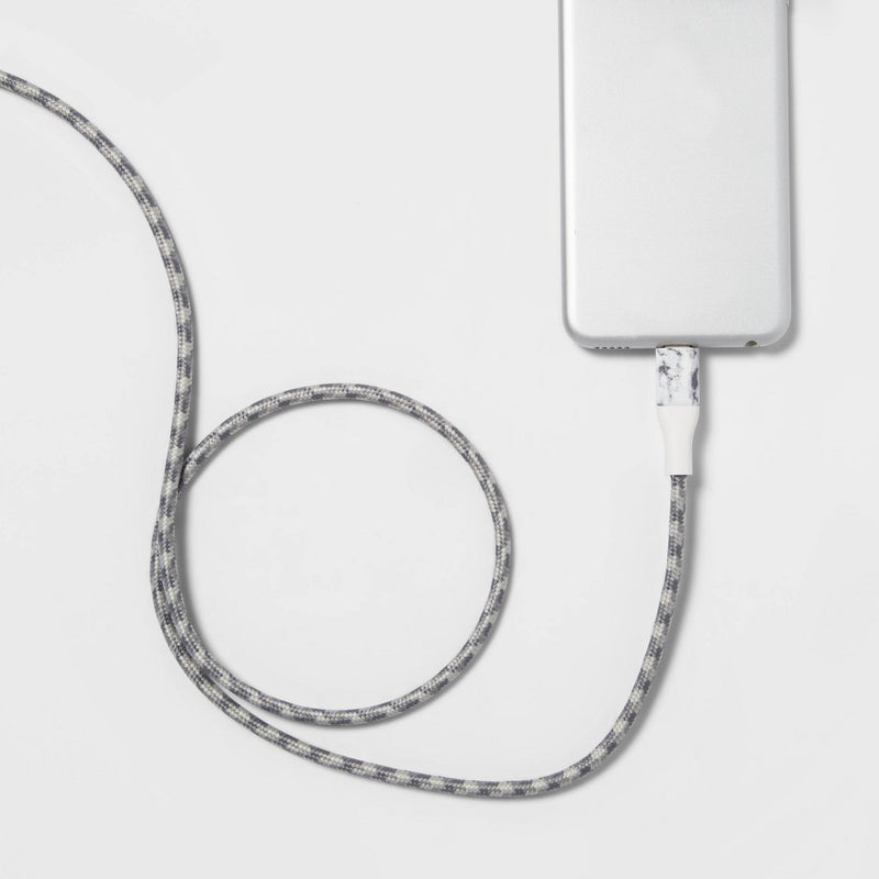 6' Lightning to USB-A Braided Cable - heyday Marble/White