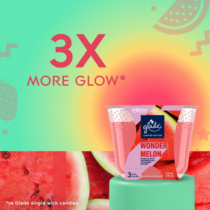 Glade 3 Wick Candle - Wonder Melon - 6.8oz