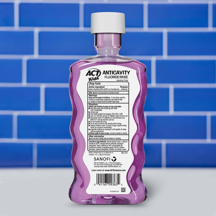 ACT Kids' Anti-Cavity Fluoride Rinse Groovy Grape Mouthwash - 16.9 fl oz
