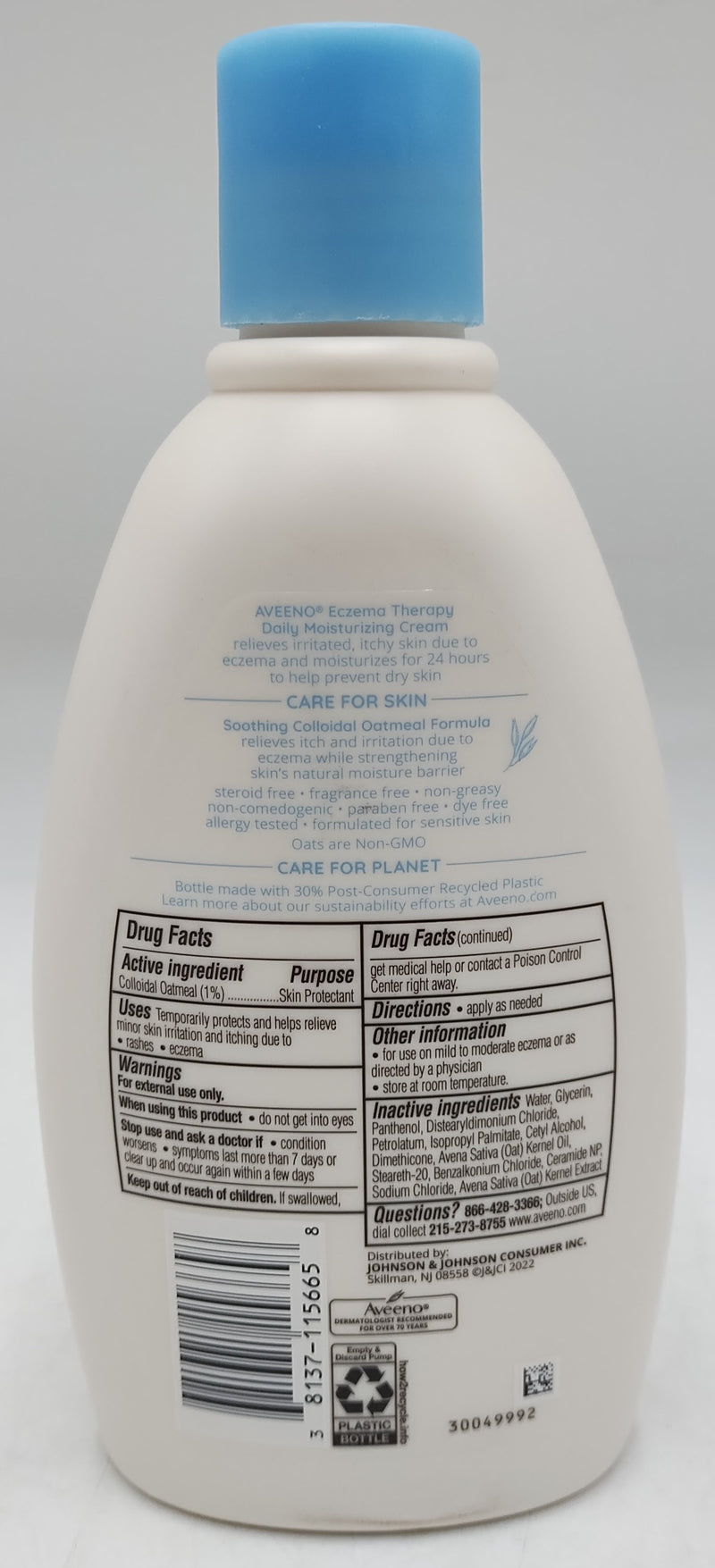 Aveeno Eczema Therapy Daily Soothing body Cream for Dry and Itchy Skin with Oatmeal - Unscented - 12 fl oz
