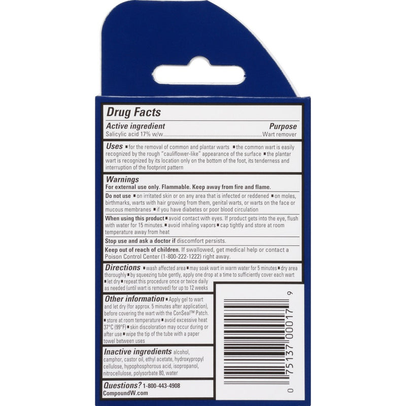 Compound W Maximum Strength Fast Acting Gel Wart Remover + ConSeal Patches - 0.25oz/12ct