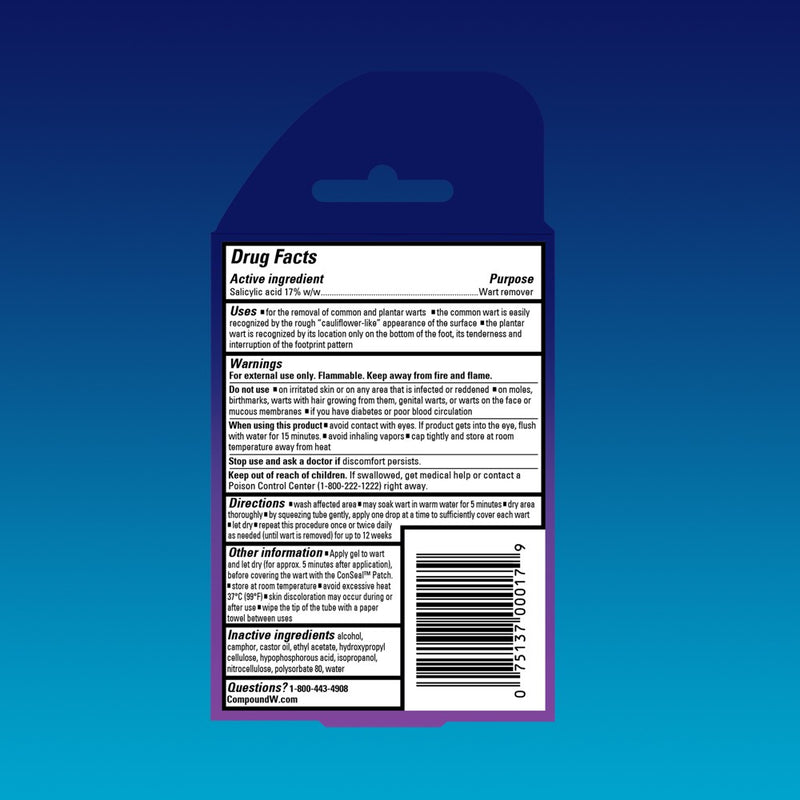Compound W Maximum Strength Fast Acting Gel Wart Remover + ConSeal Patches - 0.25oz/12ct