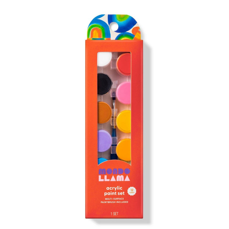 12ct Acrylic Paint Set with Paintbrush - Mondo Llama