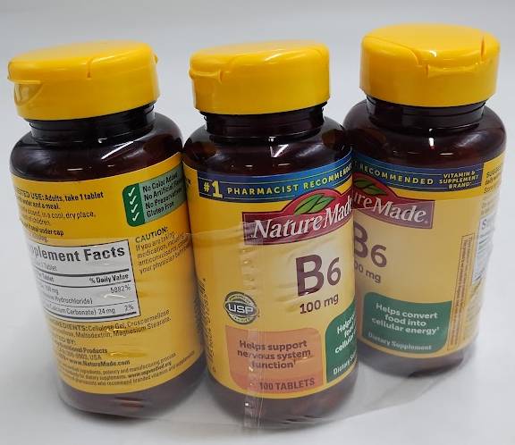 3 PACK!!! Nature Made Vitamin B6 100mg,Tablets - 100ct. EXP:01/29