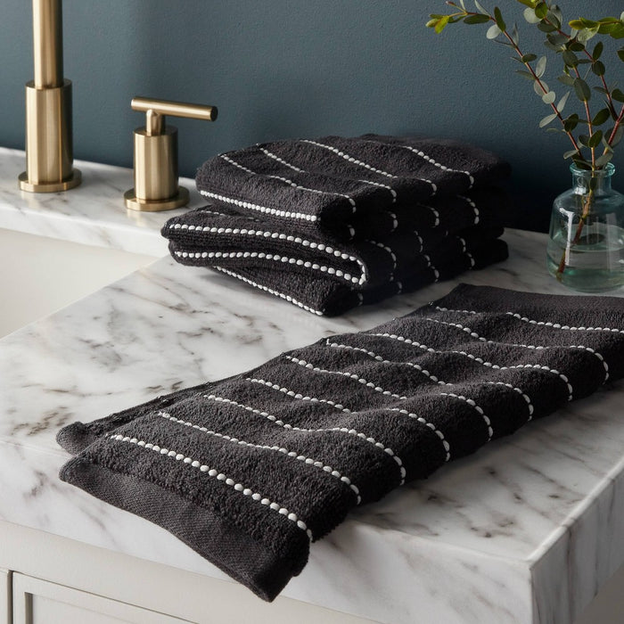 4pc Performance Plus Washcloths Black Striped - Threshold