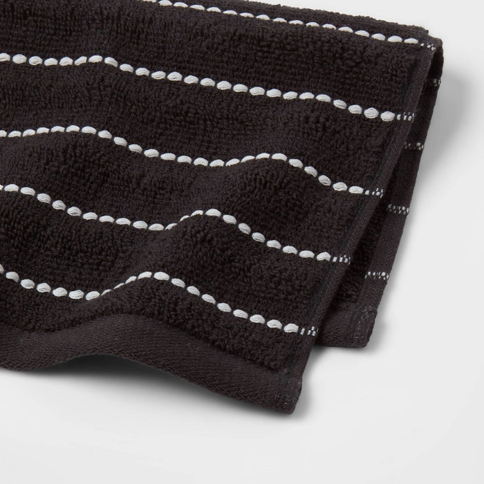 4pc Performance Plus Washcloths Black Striped - Threshold