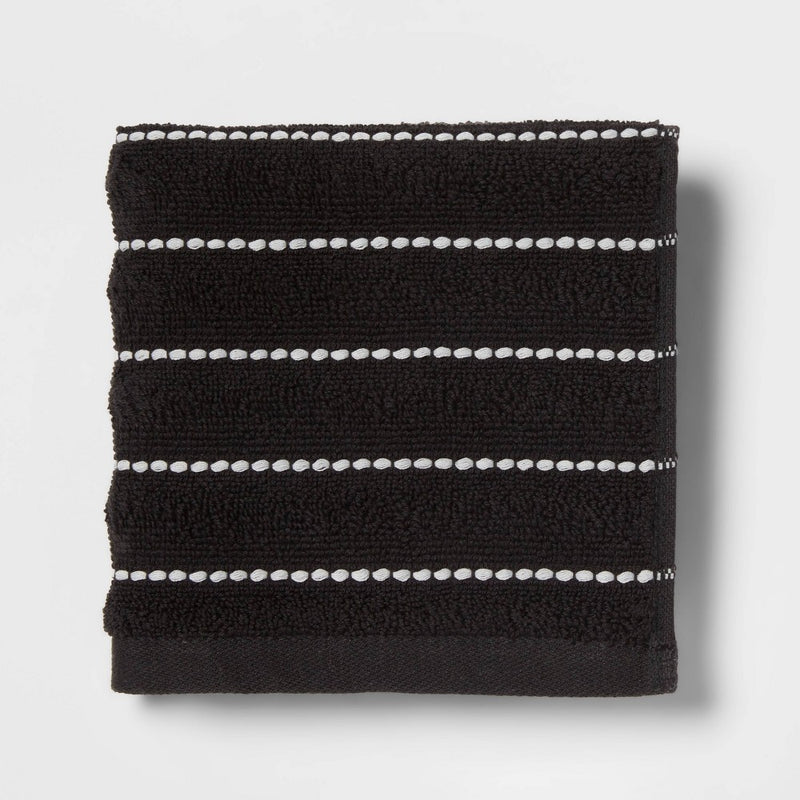 4pc Performance Plus Washcloths Black Striped - Threshold