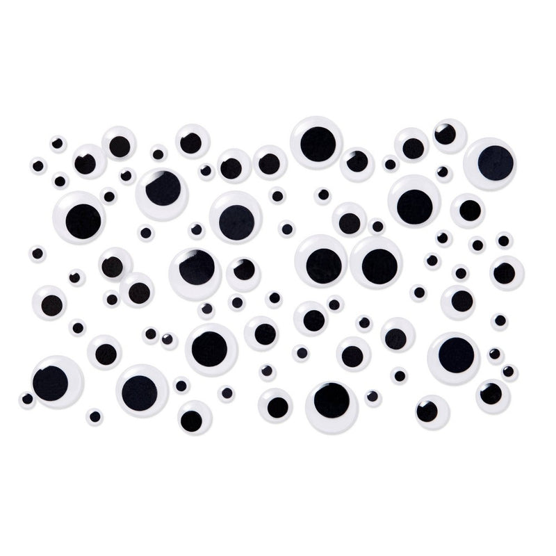 125ct Googly Eyes with Sticker Back Black - Mondo Llama