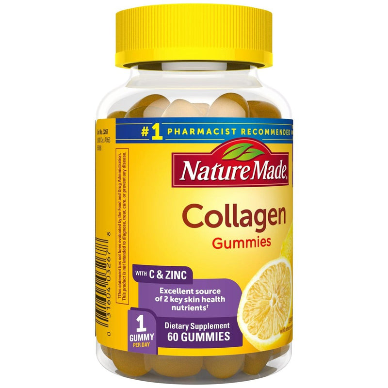 Nature Made Hydrolyzed Collagen Supplement Gummies with Vitamin C, Biotin & Zinc - 60ct