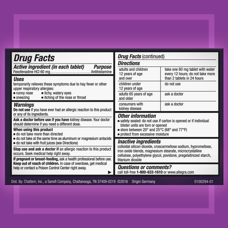 Allegra 12 Hour Allergy Relief Tablets - Fexofenadine Hydrochloride - 24ct