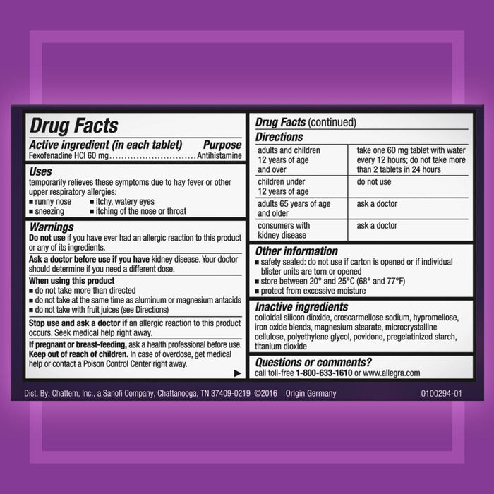 Allegra 12 Hour Allergy Relief Tablets - Fexofenadine Hydrochloride - 24ct