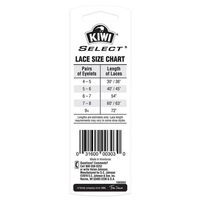 KIWI Select Sport Flat Laces - Black 54in