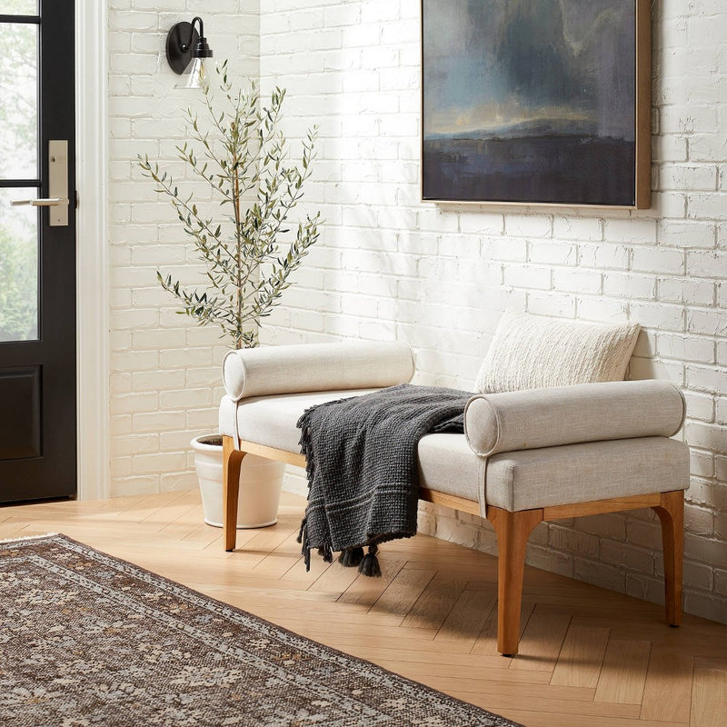 Randolph Bench with Bolster Pillows Linen (KD) - Threshold designed with Studio McGee (LOCAL PICKUP ONLY)