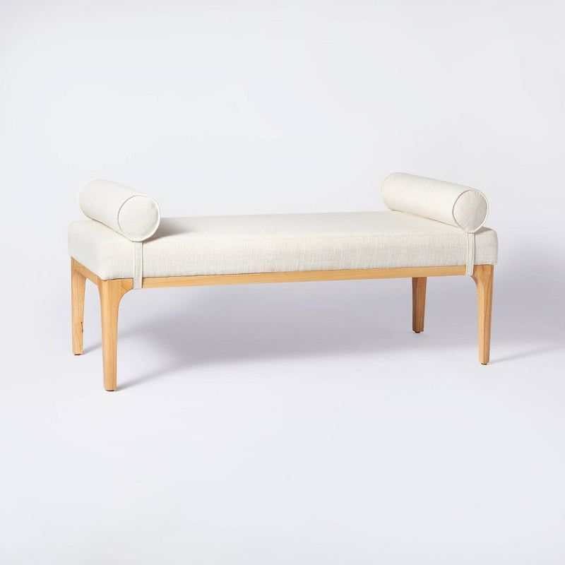 Randolph Bench with Bolster Pillows Linen (KD) - Threshold designed with Studio McGee (LOCAL PICKUP ONLY)
