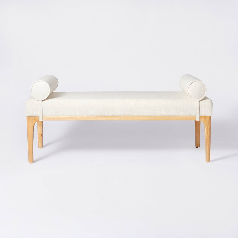 Randolph Bench with Bolster Pillows Linen (KD) - Threshold designed with Studio McGee (LOCAL PICKUP ONLY)