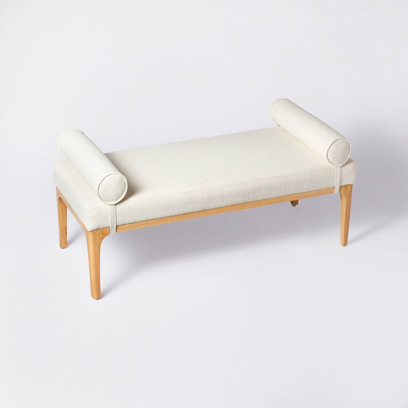 Randolph Bench with Bolster Pillows Linen (KD) - Threshold designed with Studio McGee (LOCAL PICKUP ONLY)
