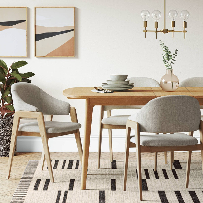 Ingleside Open Back Upholstered Wood Frame Dining Chair Cream/Natural Wood (KD) - Threshold (LOCAL PICKUP ONLY)