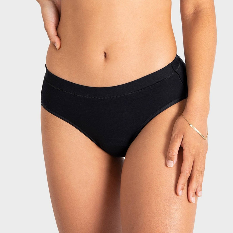 Saalt Heavy Absorbency Briefs Super Soft Modal Comfort Leak Proof Period Underwear - Volcanic Black - M