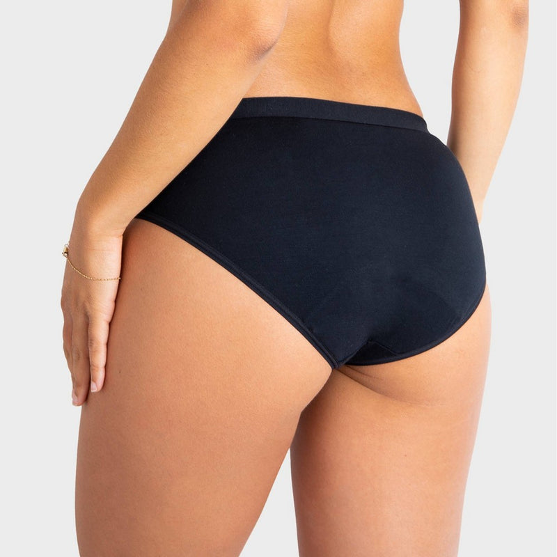 Saalt Heavy Absorbency Briefs Super Soft Modal Comfort Leak Proof Period Underwear - Volcanic Black - M