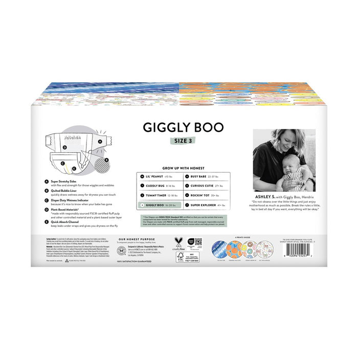 The Honest Company Clean Conscious Disposable Diapers Four Print Pack - Size 3 - 120ct