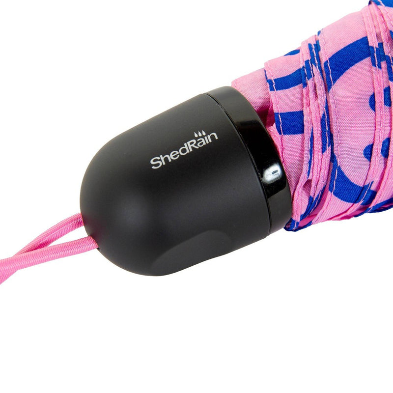 ShedRain Mini Manual Compact Umbrella - Pink/Blue Smiley