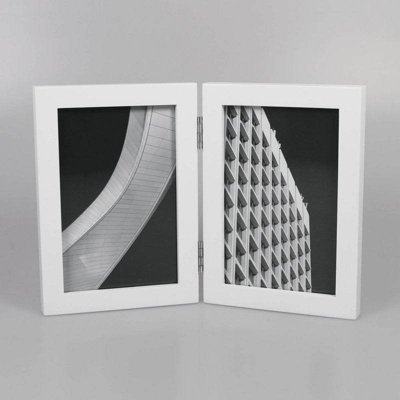 Thin Hinged Frame Holds 2 (4" x 6") Photos Frame White - Threshold