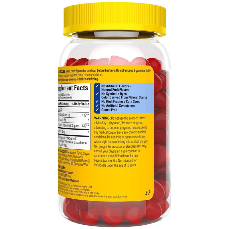 Nature Made Melatonin Maximum Strength 100% Drug Free Sleep Aid for Adults 10mg per serving Gummies - 120ct