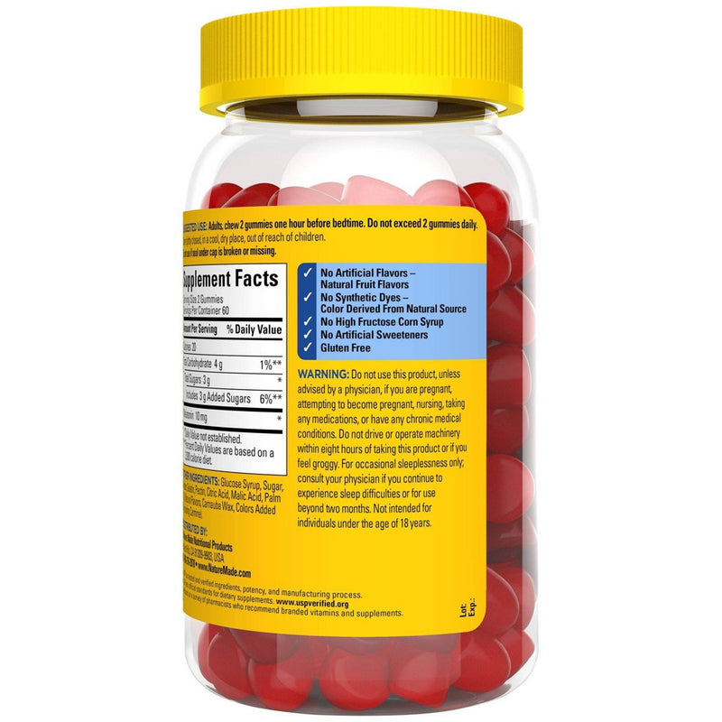 Nature Made Melatonin Maximum Strength 100% Drug Free Sleep Aid for Adults 10mg per serving Gummies - 120ct