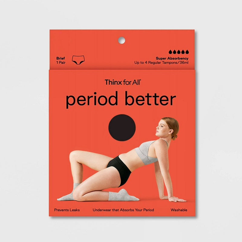 Thinx for All Women's Super Absorbency Brief Period Underwear - Black S