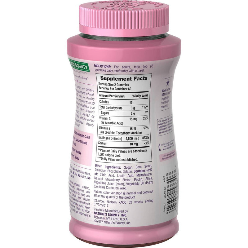 Nature's Bounty Hair, Skin & Nails Gummies with Biotin - Strawberry - 120ct