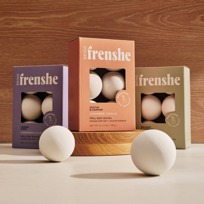 Being Frenshe Milky Moisturizing Fresh Scented Bath Bomb Set with Essential Oils - Cashmere Vanilla - 6ct/3oz