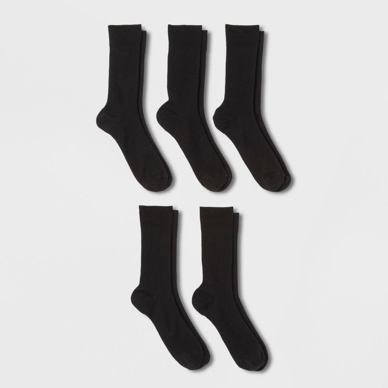 Men's Flat Knit Dress Socks 5pk - Goodfellow & Co Black 7-12