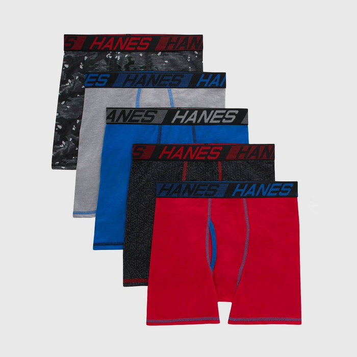 Hanes Boys' 5pk X-Temp Boxer Briefs - Red XL