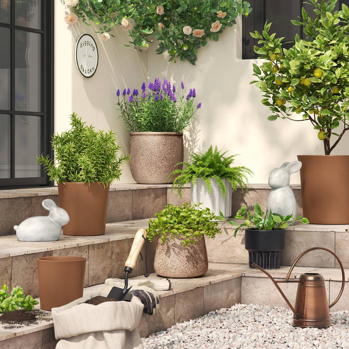 Aesthetic Plastic Indoor Outdoor Planter Pot Nest Brown 8.5"x8.5" - Threshold