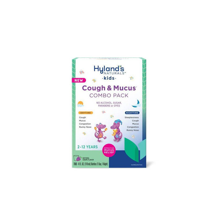 Hyland's Naturals Kids' Cough & Mucus Combo Pack Syrup - Grape - 8 fl oz