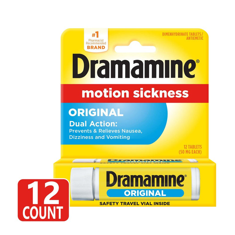 Dramamine Original Formula Motion Sickness Relief Tablets for Nausea, Dizziness & Vomiting - 12ct