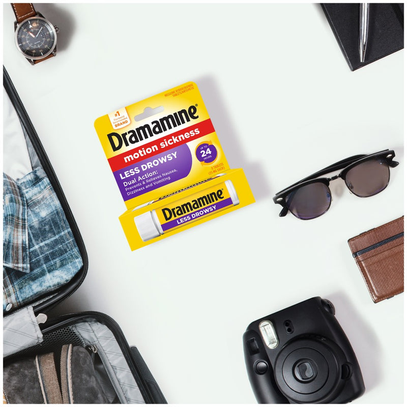 Dramamine All Day Less Drowsy Motion Sickness Relief Tablets for Nausea, Dizziness & Vomiting - 8ct